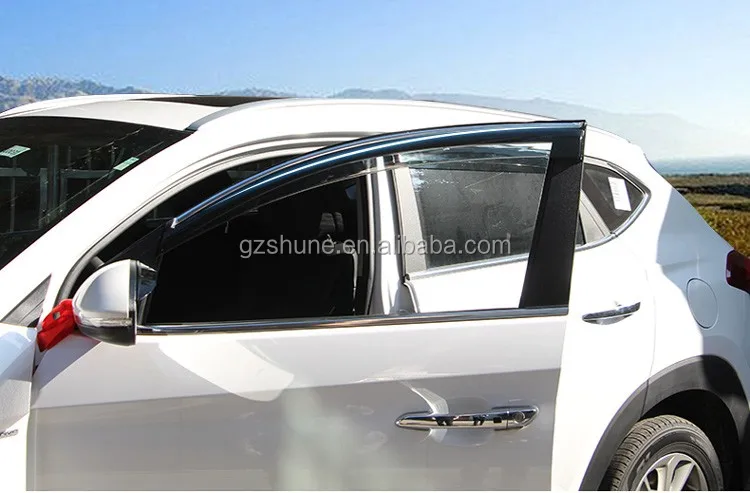 PC Injection Stainless Steel Trim Window Visor For Tucson 2015-2018 Vent Deflectors Rain shield Visors Auto accessories