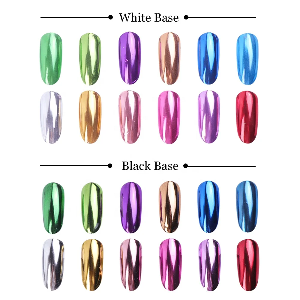 Металлические зеркальные суперсияющие Блестки для ногтей Маникюрные Блестки для ногтевого дизайна хромированная Пыль для украшения ногтей хромированная пудра для дизайна ногтей