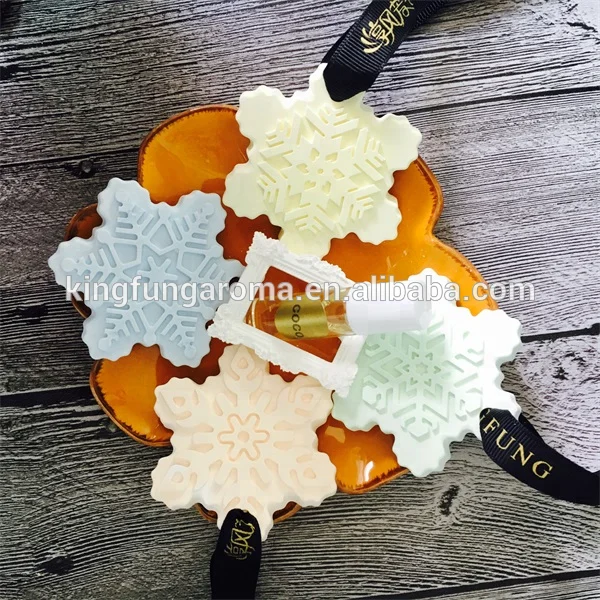 
factory hot seller christmas hanging snow flower ceramic scent stone aroma stone custom car air freshener 