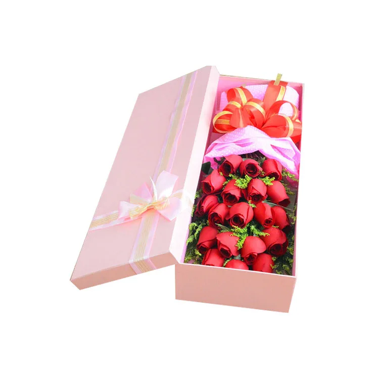 High quality customized unique paper long stem rose packaging hat gift box flower box