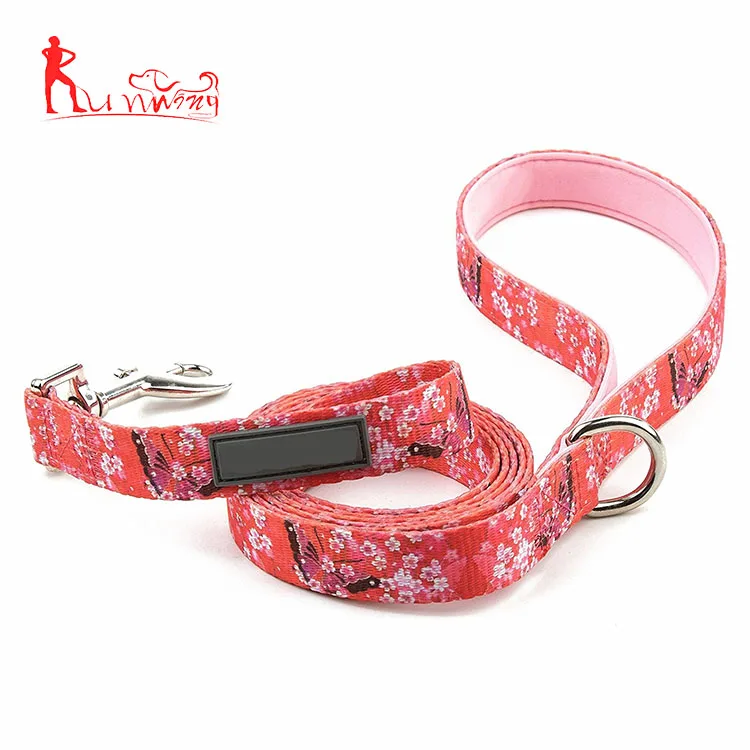 Wholesale pet products polyester sublimation custom print logo dog leash 6 foot