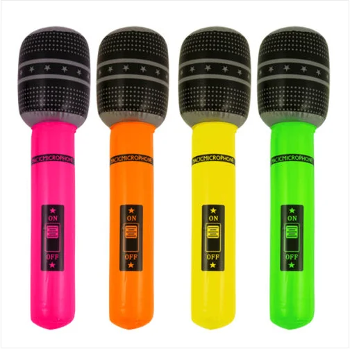 PVC Inflatable Microphone Toys, Plastic Microphone, Simulation Cara OK Microphone Toy Children Toys