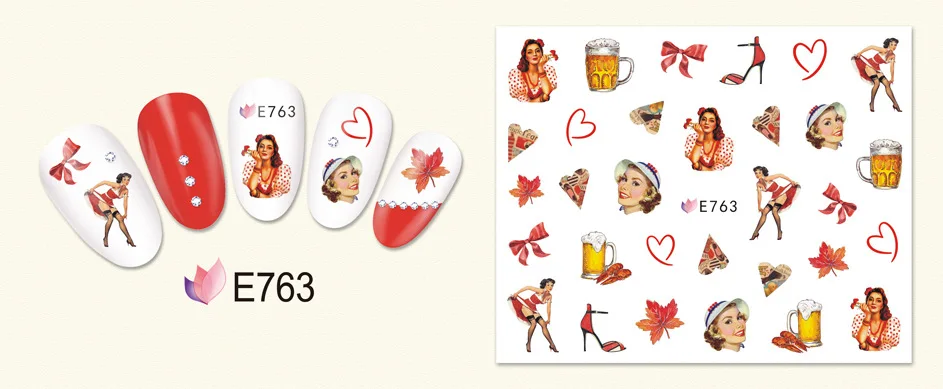 E 701-800 New Design Nail Manicures Decals 3D Art Cute feather Best Nail Art sticker for nail