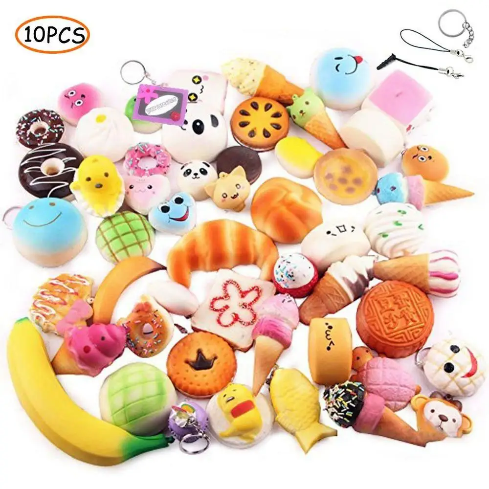 10 PCS Slow Rising Toy Kawaii Squishy Set with Keychain