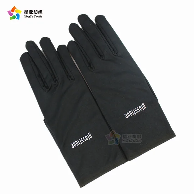 Wholesale Promotional Custom Logo Printed Microfiber Black Jewelry Polishing Dusting Gloves For Rolex Watches Use