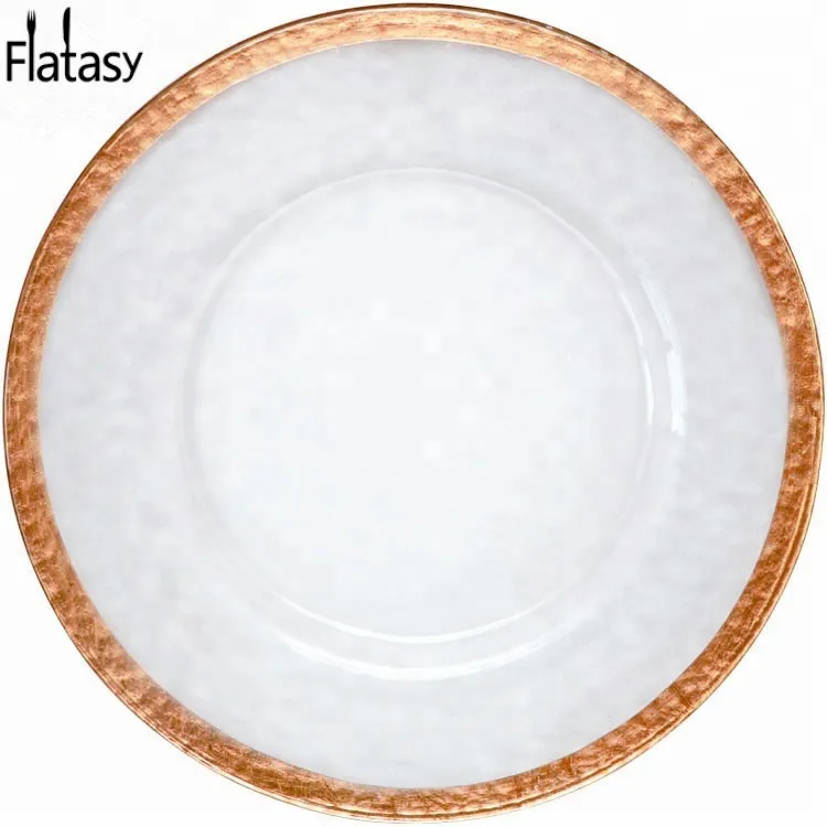 Hot sale Gold rim glass charger plates