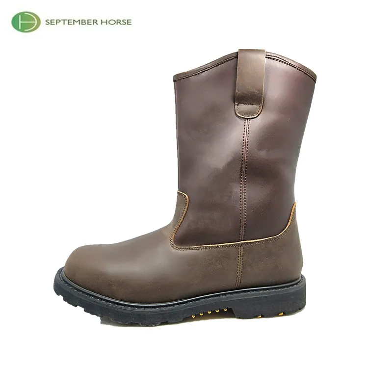 Wellington Boots Half Rubber Outsole Genuine Leather Safety Steel Toe For Women And Men