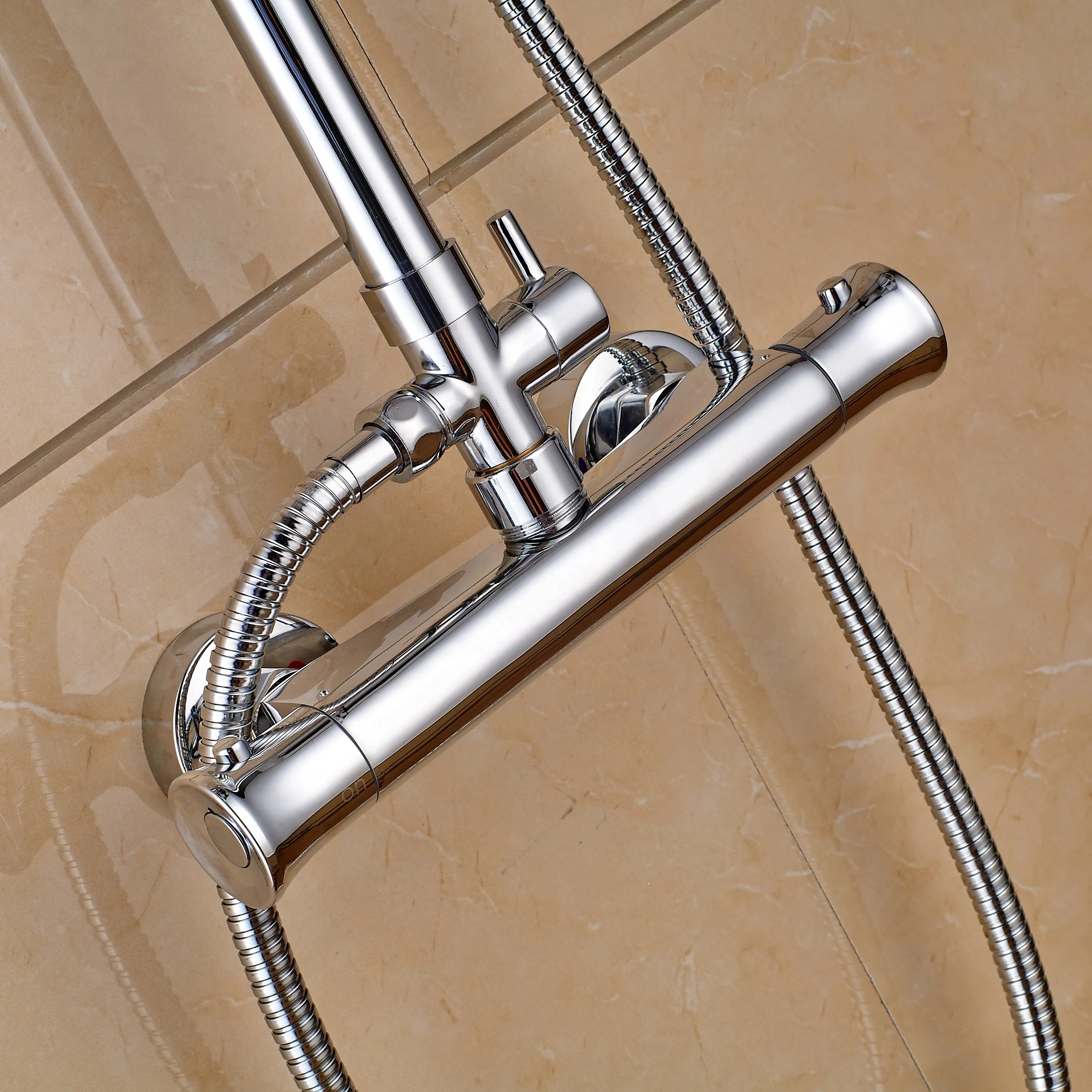 Bathroom Thermostatic 2-Way Mixer Set Bath Shower Faucets