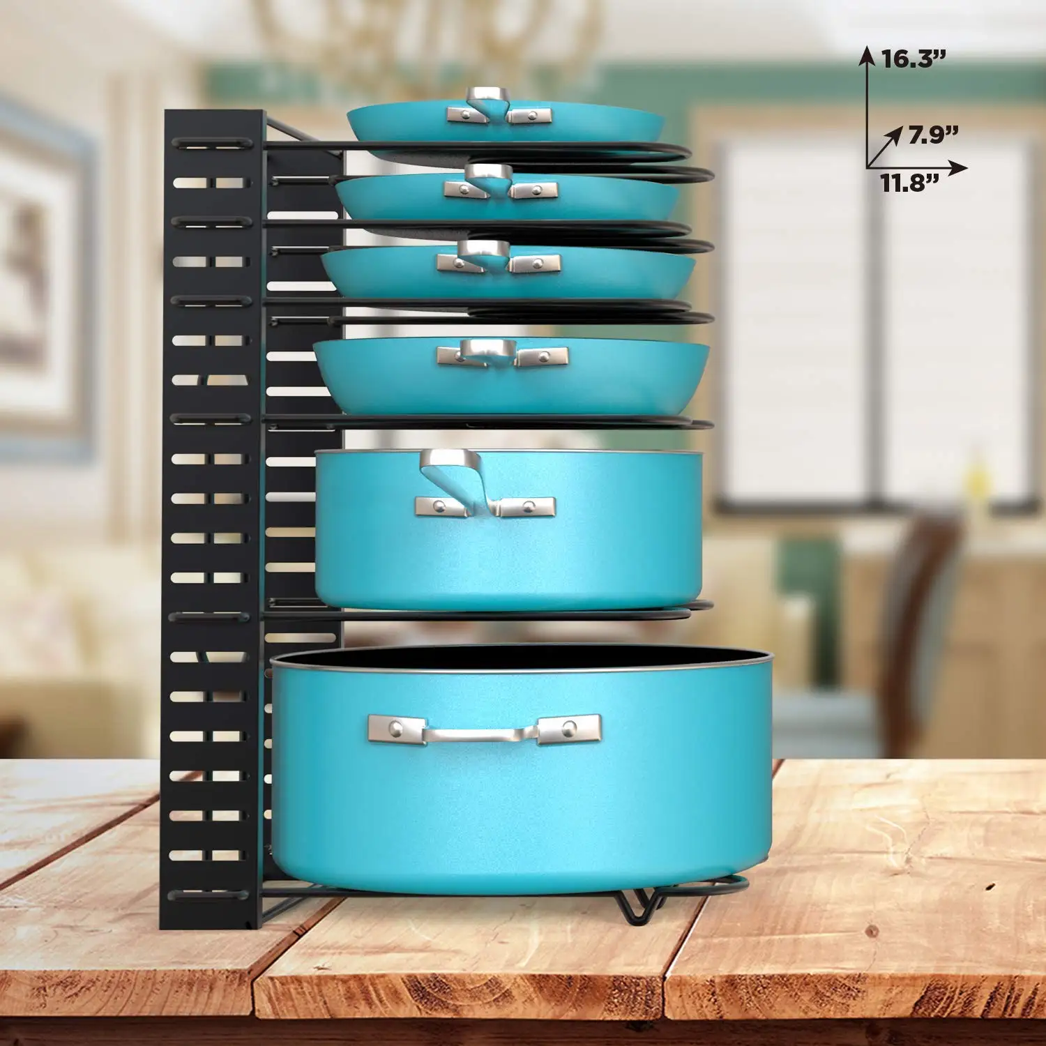 Inno-Crea Adjustable Multifunction Pantry Kitchen  expandable pan rack organizer, Pot and Pan Lid Organizer Holder Rack