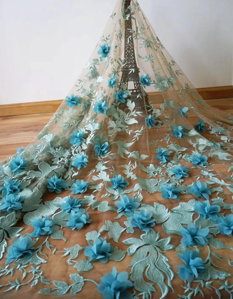 5 yard embroidery african tulle 3d lace fabric french