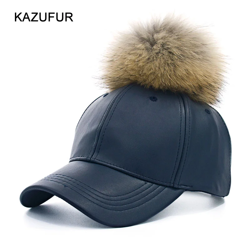 Бейсбольная шапка KAZUFUR с меховым помпоном, зимняя бейсбольная шапка унисекс