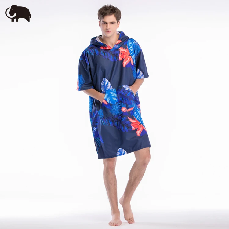 Поо из 100% микрофибры с капюшоном, полотенце для серфинга, Модное пончо с индивидуальным принтом