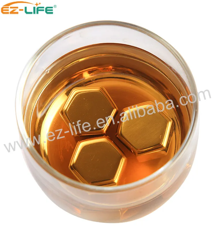 wine accessories Personalized Gold Make Special Shape Ice Cube wine cooler stainless steel Whiskey Stones For Wine Chiller