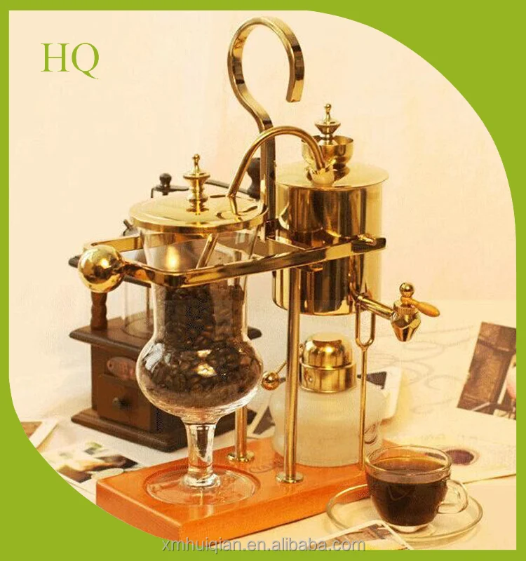 Gold Polished Brass royal balancing belgium Siphon Coffee Maker