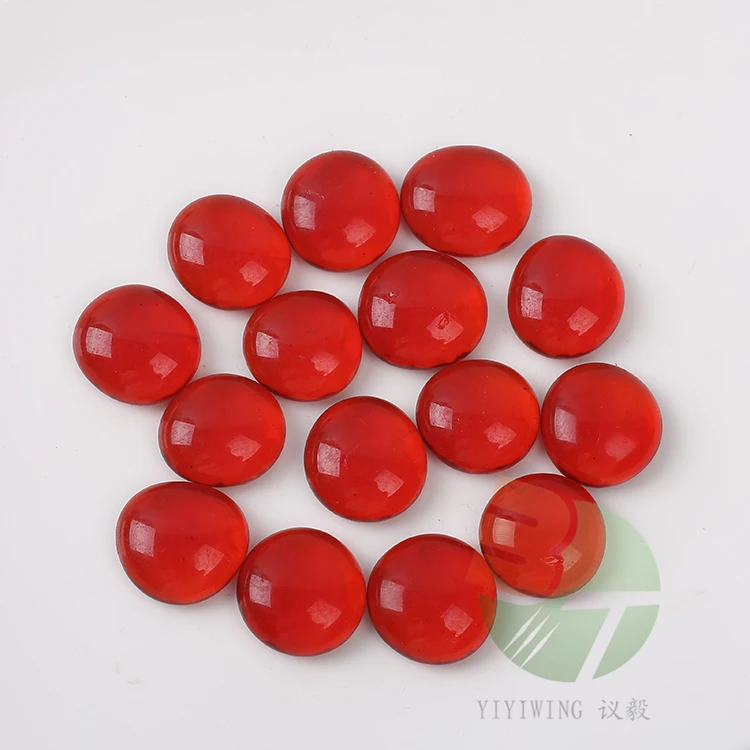 500g 17-19mm red transparent flat glass beads Factory Supply 18-20 Mm Multi Garden Decorative Glass Pebble
