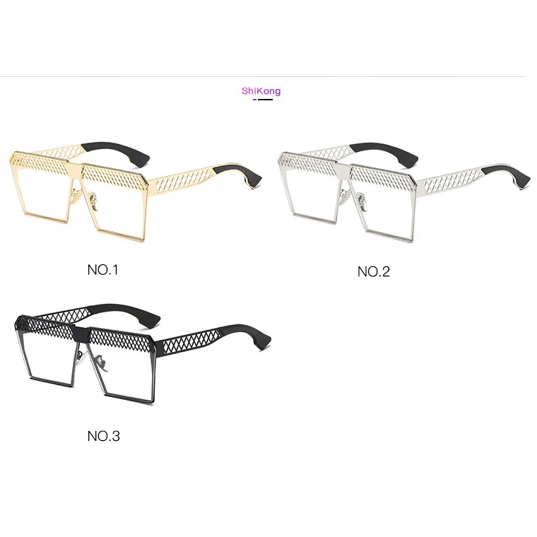 2019 In Stock Fashion Metal Vogue OEM Clear Lenses Women Wholesale Men Square Spectacle Eyeglasses Frames Eyewear 0019AC