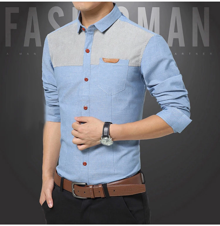 new design cutaway collar casual mens denim shirts