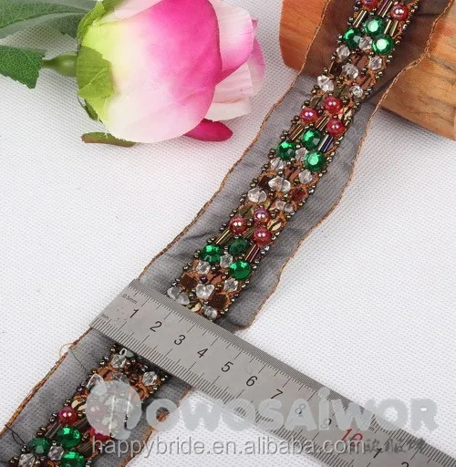 Color Acrylic Stone Lace Beaded Trim Handmade For Jewelry And Cloth LO10017
