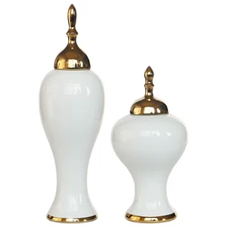 New classic porcelain  vase with lid for home decoration ceramic jar for decorative holiday gift with