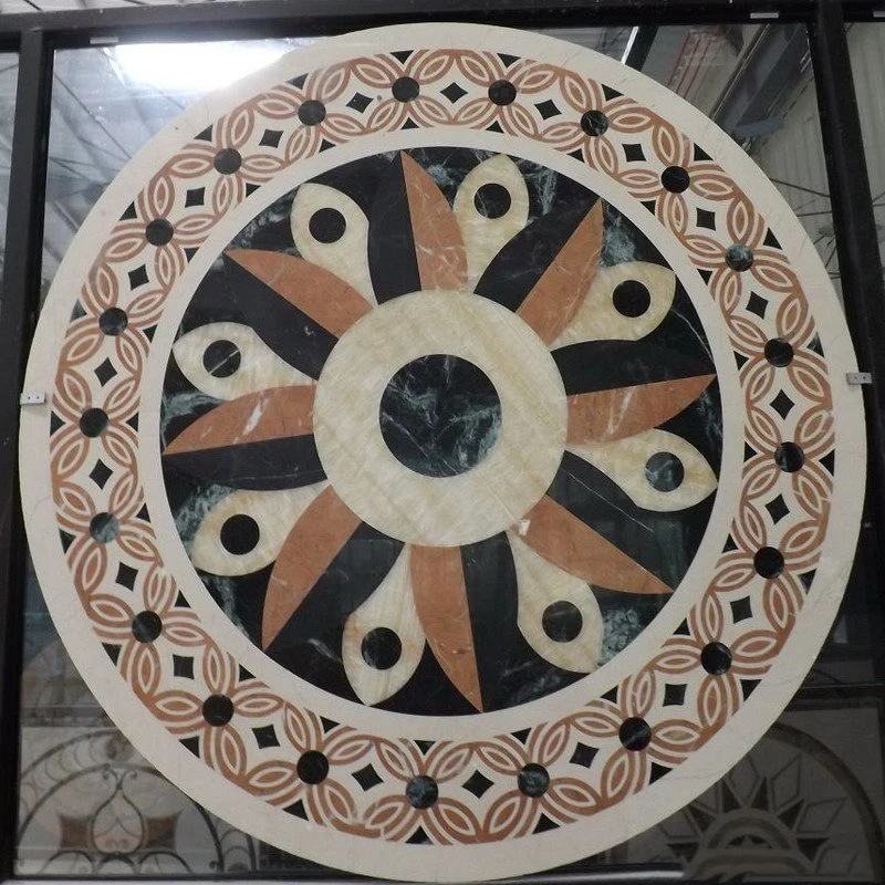  Недорогая инкрустированная плитка круглый мозаичный пол узоры водоструйный мрамор медальон для Китая