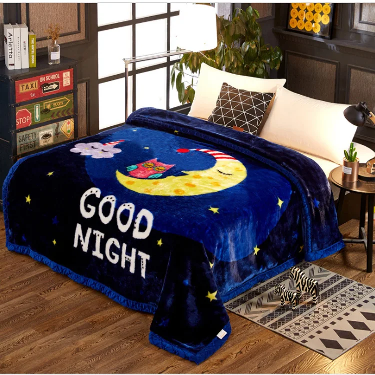 Korean style blanket super soft thick raschel printed mink baby blanket for dubai