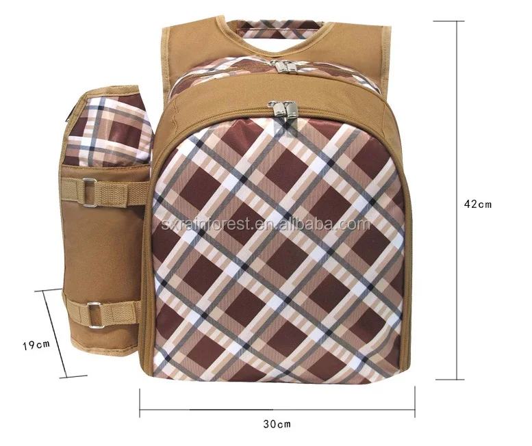 New Style fashional travel thermos backpack picnic bag 4 person with cutlery set