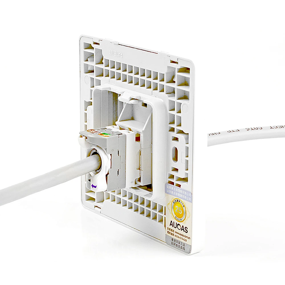 Aucas High Quality ABS Cheap Wall Outlet Rj45 single port network Faceplate