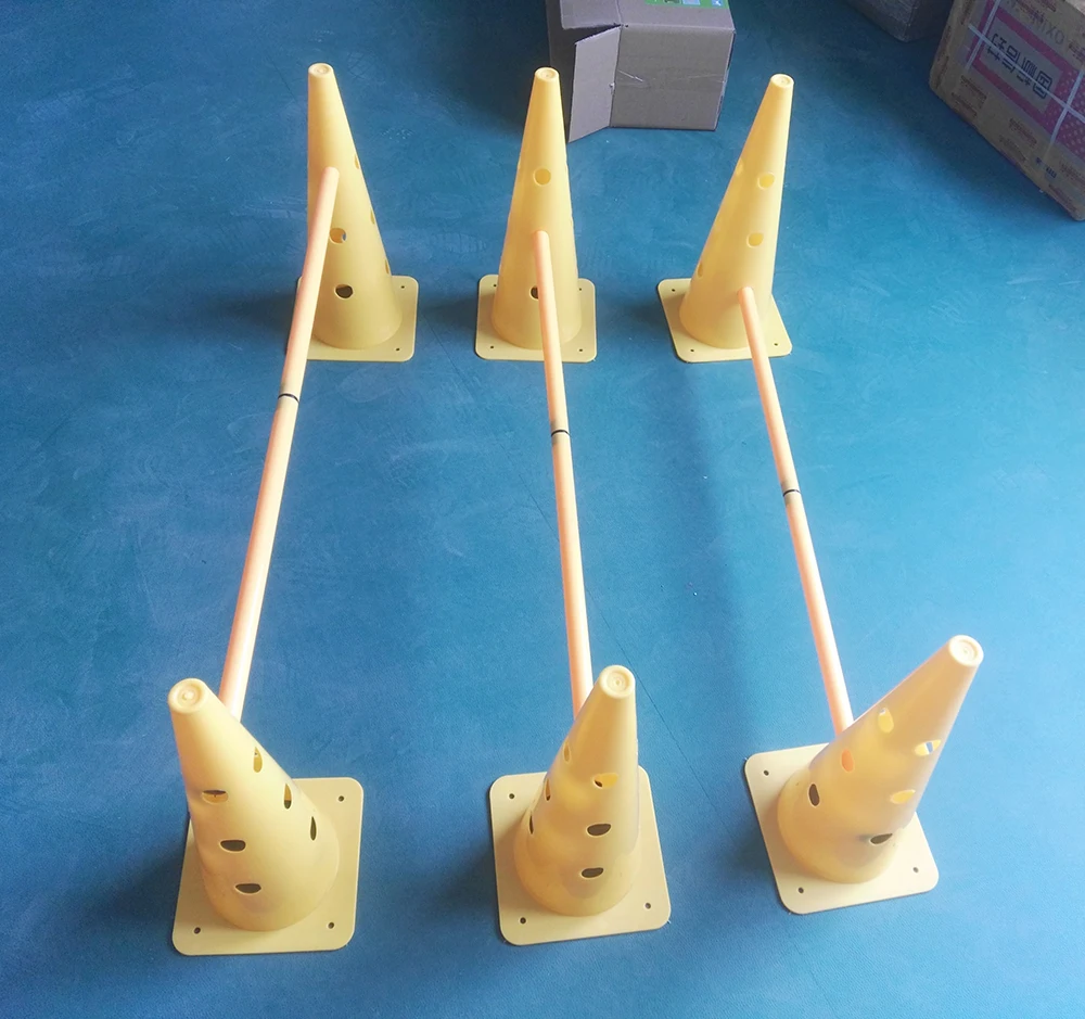 Soccer Training Cones, Football Cones with Agility Pole Kit (6 Cone 6 Poles)