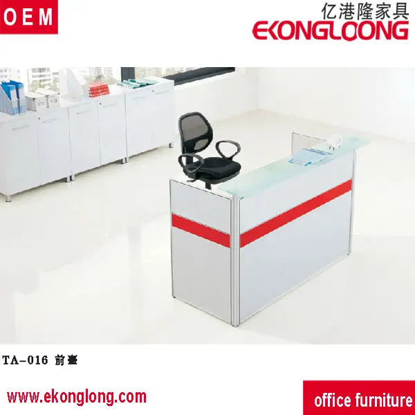 2016 modern glass top reception desk for reception counter