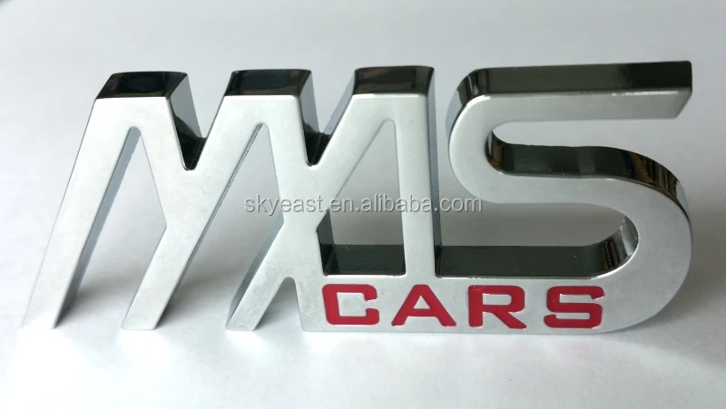High Shiny Silver Polished Enamel Branded Metal Car Logo Plates
