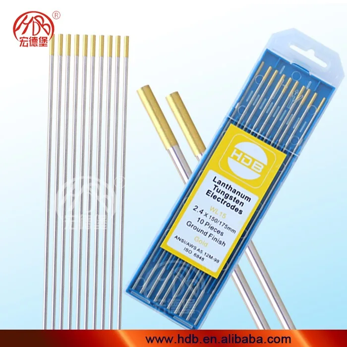 
2.4X175 high quality WL15  1.5%La GOLD TIG welding tungsten electrodes 