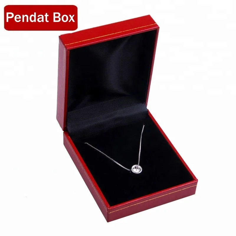 ZHIHUA Wholesale Leather Necklace Packaging Custom Logo Gift Box Blue Pendant Case