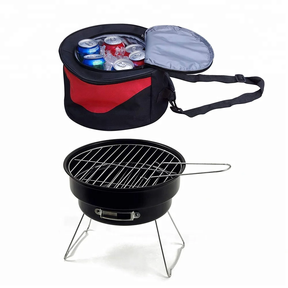 bbq grill charcoal stove, portable bbq grill and ice bag, great for camping and picnics