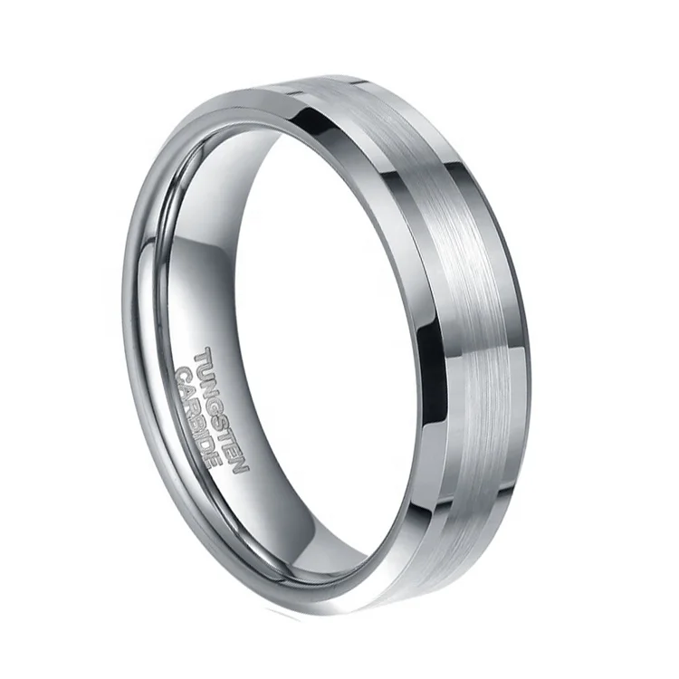Guangzhou factory wholesale high quality 8mm domed middle brushed tungsten carbide ring