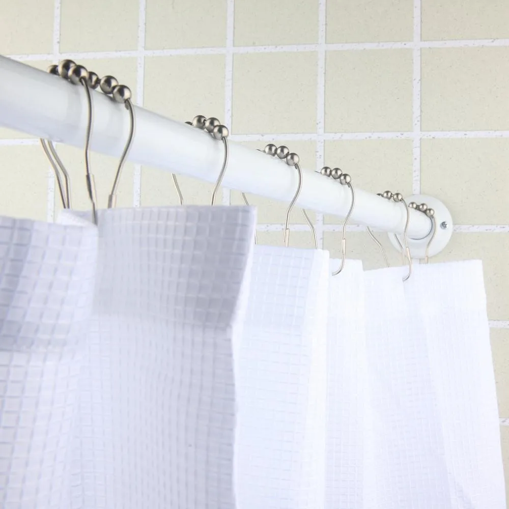 
5ft Carbon Steel Permanent Shower Rod in White 