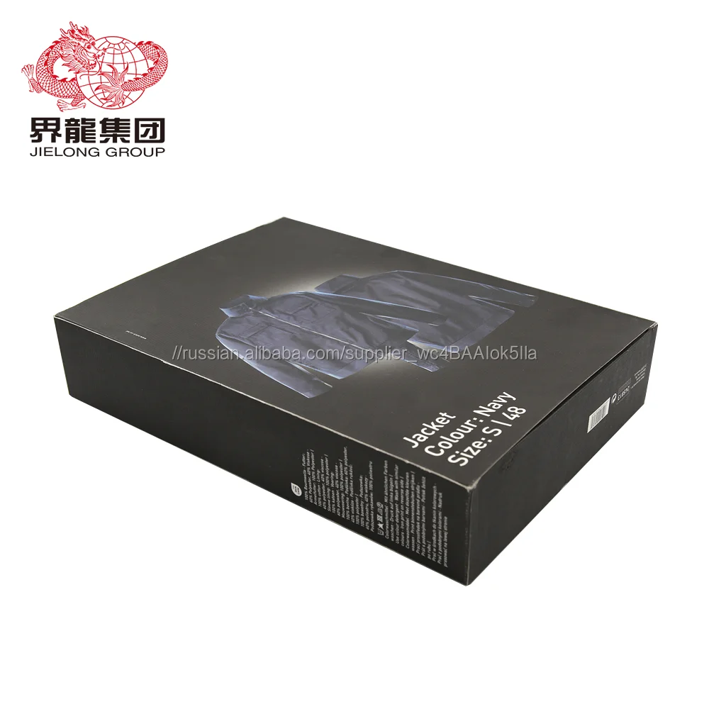 Пользовательские печати, прямоугольные черные мужские Джек пальто гофрированной бумаги, упаковка коробки для одежды