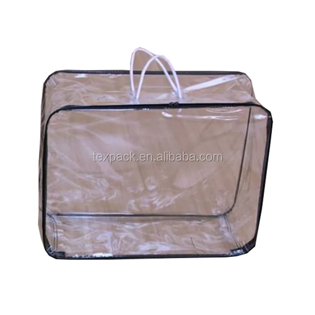 
Transparent Vinyl thick plastic bag with zipper on three sides 