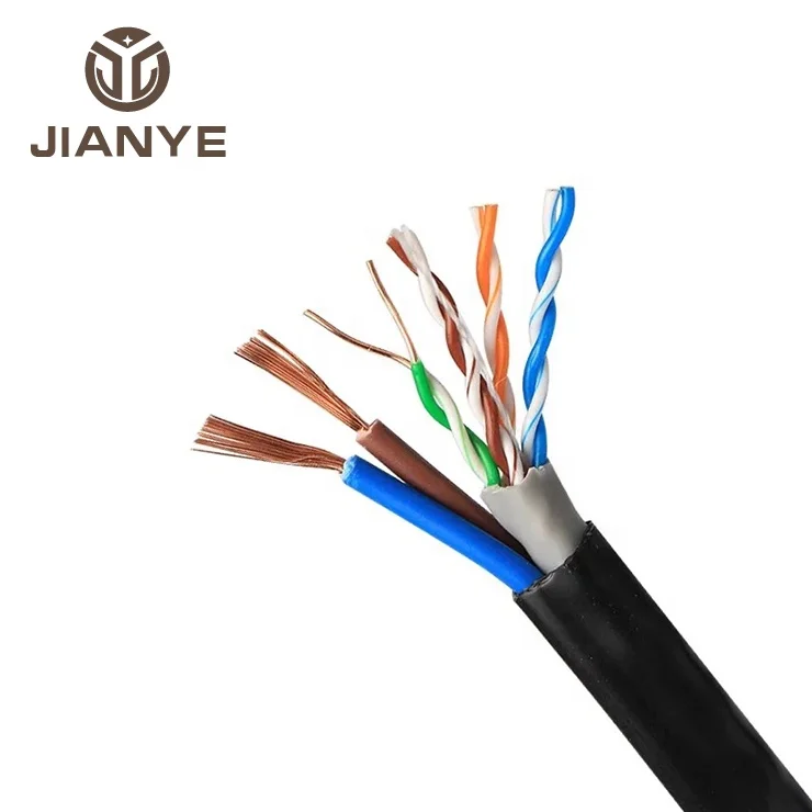 
UTP siamese cable cat5e cat6 lan cable with power cable 