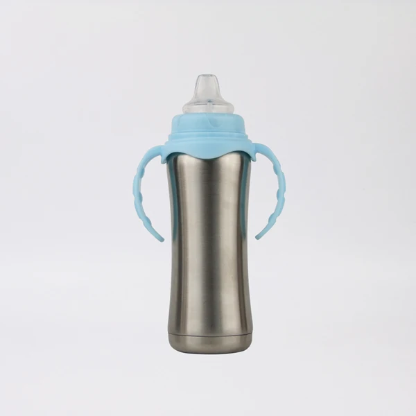 BPA Free 8oz stainless steel baby feeding bottle silicone thermos insulated sippy cups for babies
