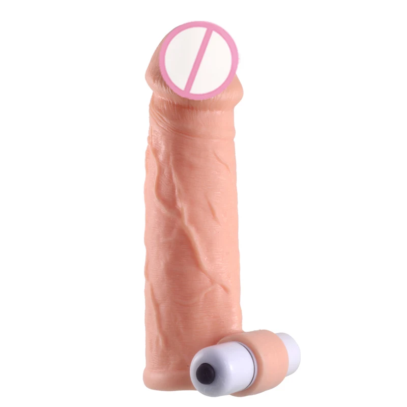 soft silicone vibrating male realistic penis sleeve extender