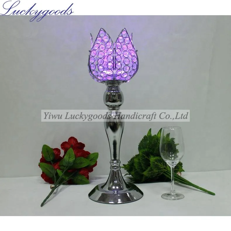 LDJ934 gold plating table top wedding centerpiece crystal ball candle holder wholesale