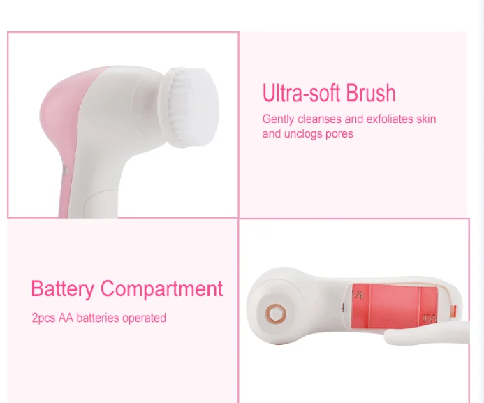 4 In 1 Multifunction Waterproof Skin Care Spa Soft Scrub Facial Clean Tool Sonic Vibrating Face Cleansing Brush