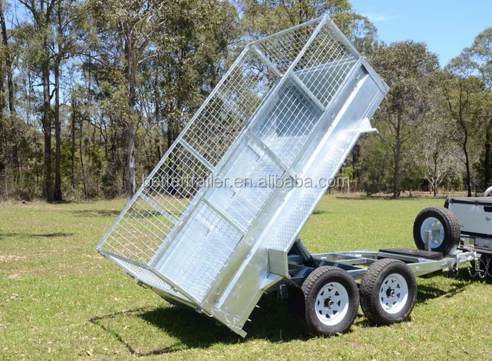 heavy duty OEM ODM service customized dual axle electric braked  hydraulic fluid pumped box tipping trailer