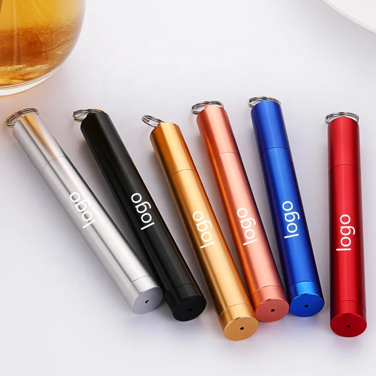 Stainless steel wholesale folding telescopic metal reusable drinking straw with customized logo