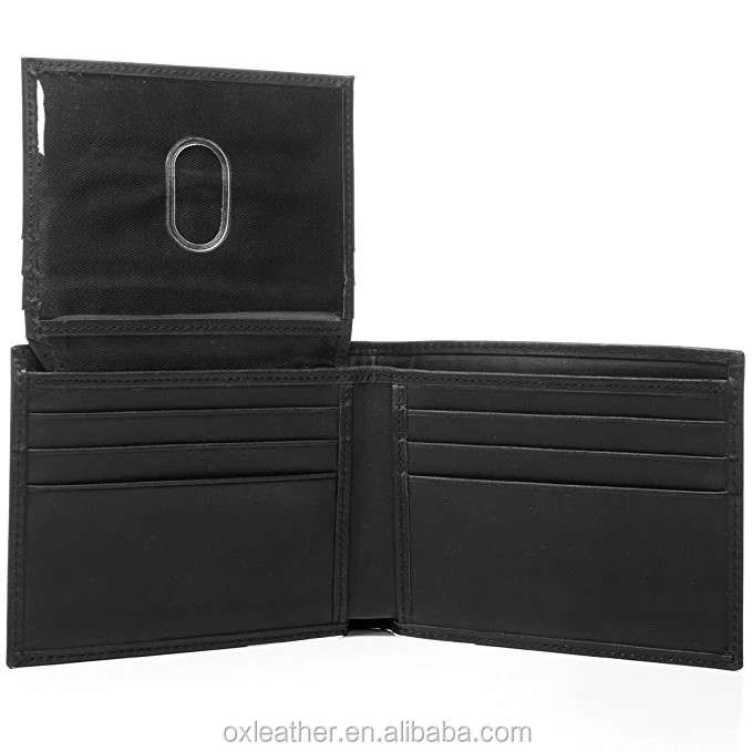 RFID Blocking Bifold Slim Genuine Leather Thin Minimalist Front Pocket Passcase Bifold Leather Wallet with RFID/NFC Blocking