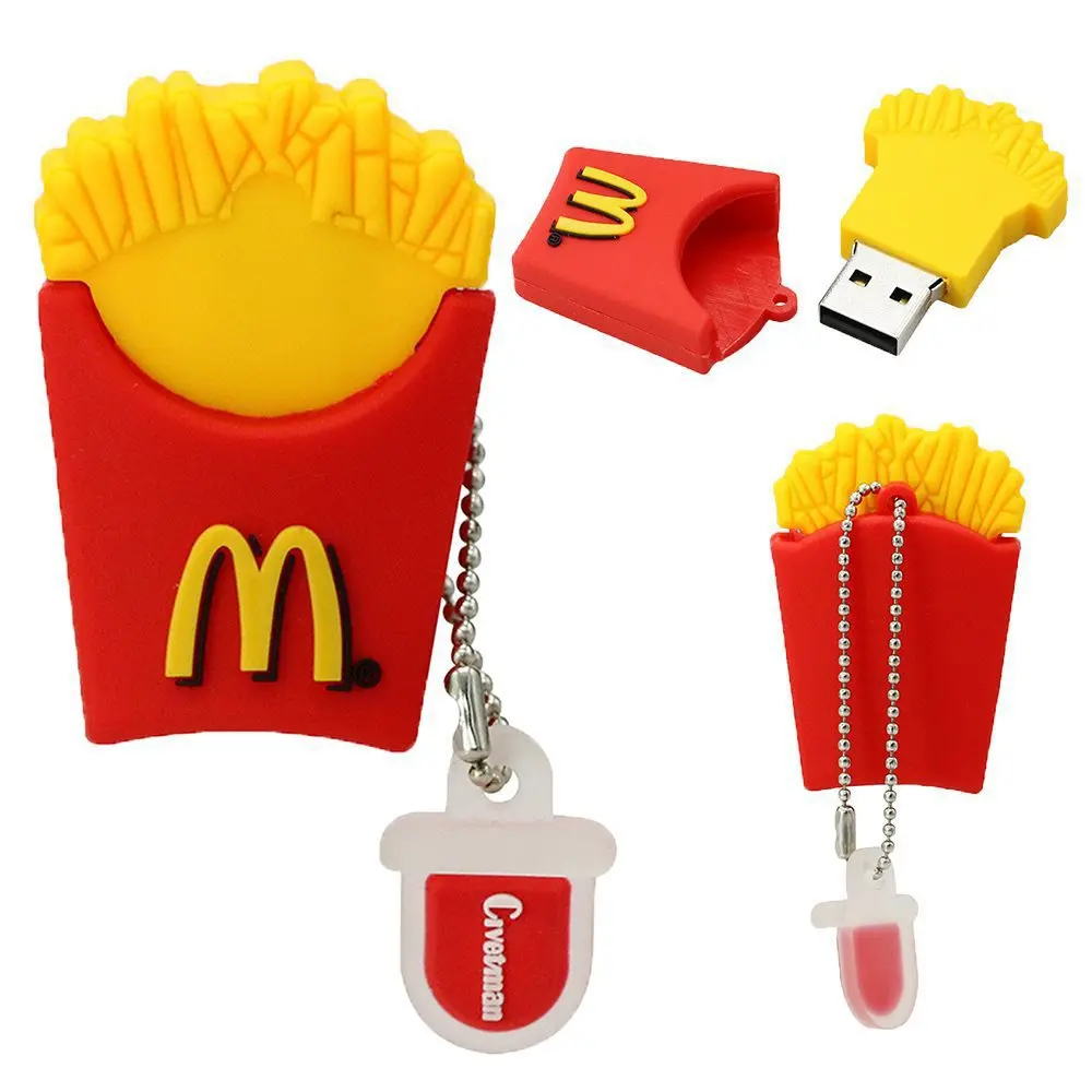 Custom 3D design PVC French Fries USB pendrive PVC food USB Flash Drive