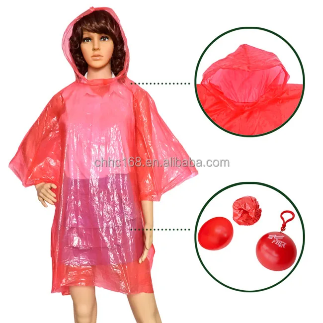 Promotional Disposable Printing PE Raincoats in ball
