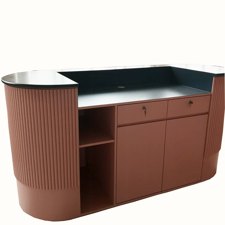 Desk for Company Marble White Salon for Bar Modern Clinic Wooden Reception Counter