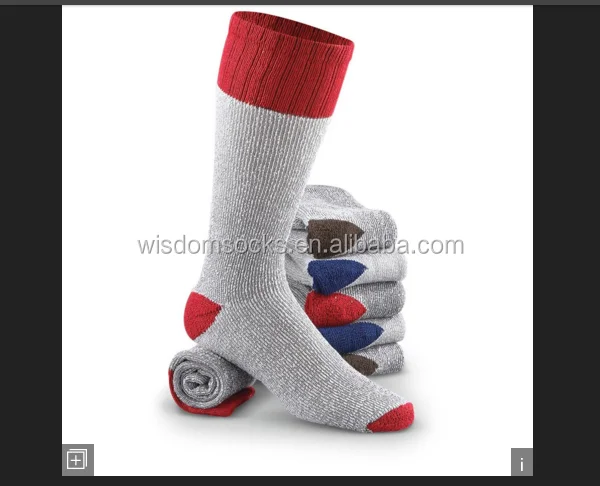 custom logo white Heavy duty cushion heated wool men weekday work boot thermal winter socks
