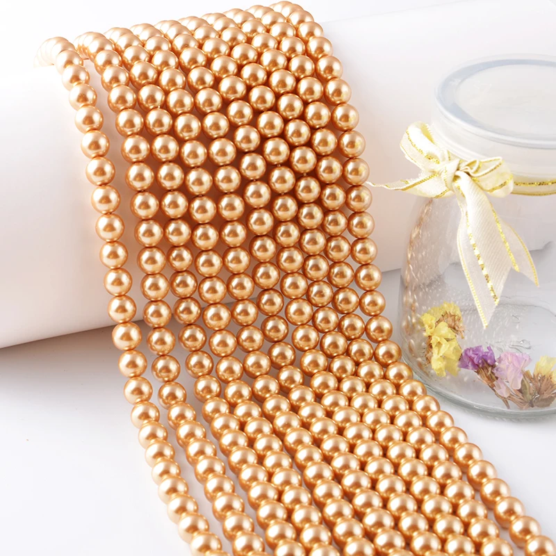 Colorful More Types 6mm 8mm Glass Imitation Pearls Loose Ivory Glass Pearl Beads for Rosary Making